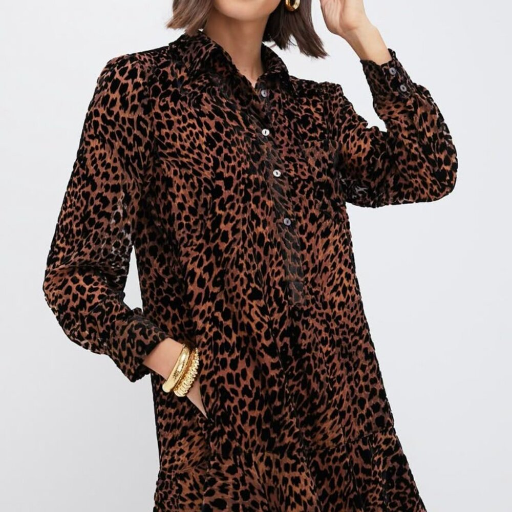 Tuckernuck Callahan Velvet Burnout Leopard Dress Like New Sz M